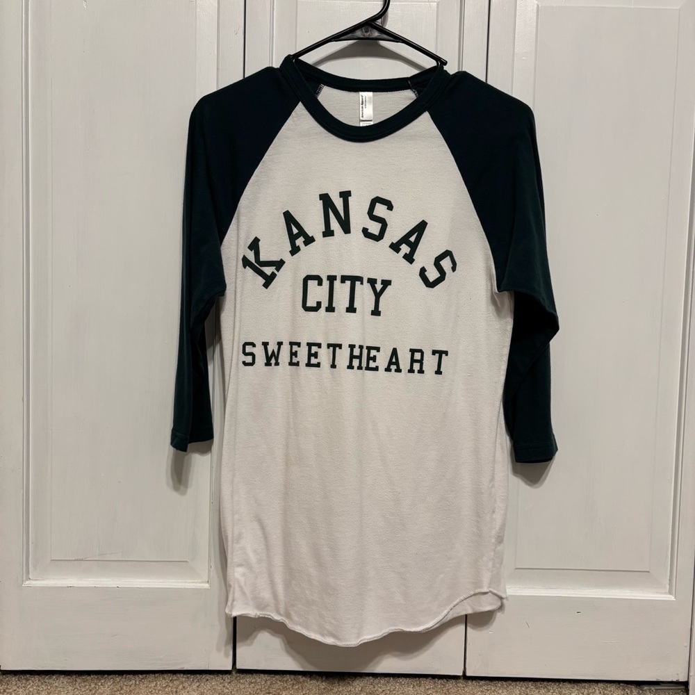 American Apparel Dark green and White 3/4 length “baseball” tee